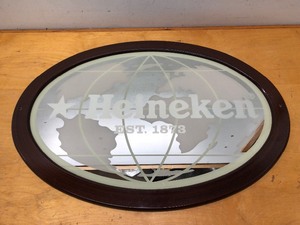 lot 383 image: Large HEINEKEN Oval Beer Advertising Mirror Sign