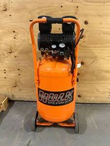 lot 2 image: HULK POWER 20 Gal. 2 HP Portable Electric-Powered Vertical Silent Air Compressor (Retails for $1,100)