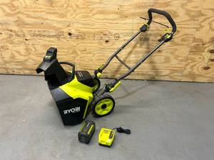 lot 61 image: RYOBI 18 40V Battery Powered Snow Blower- Battery and Charger Included