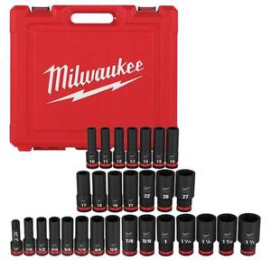 lot 11 image: MILWAUKEE SHOCKWAVE 12 in. Drive SAE and Metric 6 Point Impact Socket Set (29-Piece) (03182487.49)
