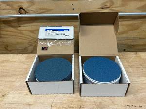 lot 46 image: NORTON Lot of 2 Boxes of- BLUEMAG 6 DIA Stick & Sand Discs- 40 Grit (50 per box)