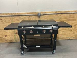 lot 142 image: CABELAS Deluxe 4-Burner Event Grill and Griddle Combo- Propane