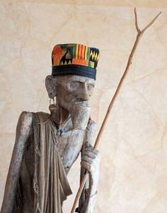 Life Size Hand Carved Wood African Tribal Medicine Man Statue