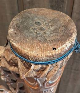 Asmat Figural Handled Ceremonial Drum