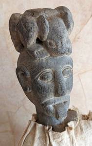 Carved Five Foot Tall Statue, Indonesian, Borneo Guardian Post Sculpture