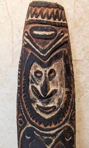 Large Hand Carved Wood War Shield from Papua New Guinea