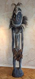 Life Size 7 Foot Tall Papua New Guinea Hand Carved Wood Statue
