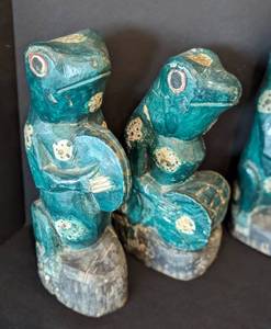 Hand Carved and Painted Wood Frogs
