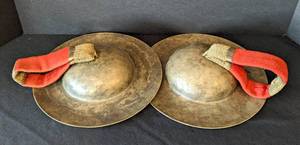 Pair of Vintage Buddhist Tibetan Brass Cymbals