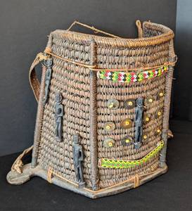 Vintage Hand Woven Beaded Woven Dayak Baby Carrier