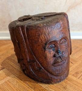Unique Double Sided Hand Carved Wood Head Sculpture