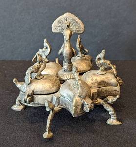 Vintage Brass Peacock Kumkuma Spice Box