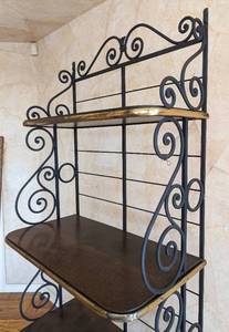 Decorative Wood and Metal Bakers Style Display Shelf