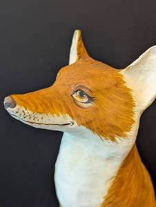 Hand Painted Paper Mch Fox from Thailand