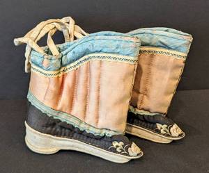 Pair of Antique Embroidered Chinese Binding Shoes