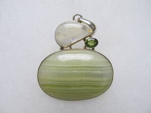 Larger Sterling Silver &amp Green Gemstone Pendant&nbsp