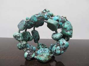 Chunky Southwestern Natural Turquoise Coil Bracelet