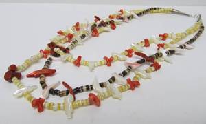 Carved Stone Native American 3-Strand Bird Fetish Necklace