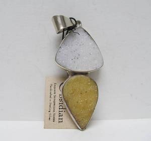 Sterling Silver &amp 2-Tone Drusy Pendant by Obsidian&nbsp