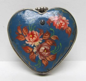 Large Hand Painted Sterling Silver Heart Pendant