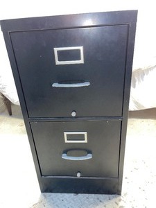 lot 28 image: Black 2-Drawer File Cabinet