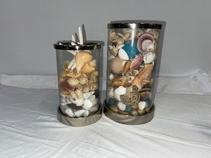 lot 39 image: Two Glass Cylinders with Seashells
