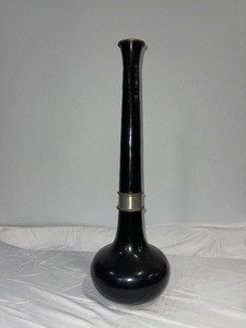 lot 42 image: Tall Black Vase with silver bands