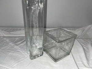 lot 49 image: Two Square Glass Vases