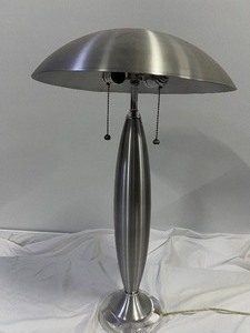 lot 56 image: Tall Silver Metal Dome Lamp