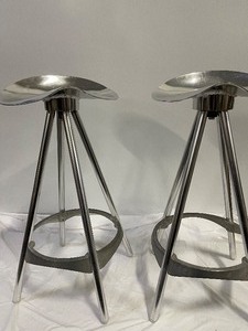 lot 77 image: Set of 2 Metal Tractor Swivel Seat Stools