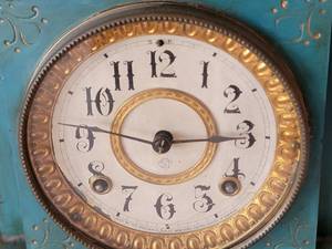 lot 63 image: Vintage Wood Mantel Clock - Ansonia Clock Co.
