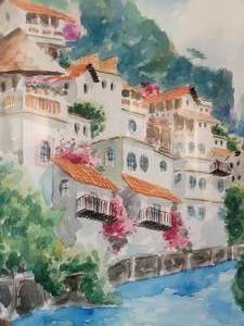 lot 56 image: Mexican Fine Art Print - Coastal Town