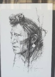 lot 55 image: Classic Fine Art Native American Print - Warrior