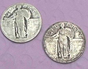 Lot of 2 Standing Liberty Quarters