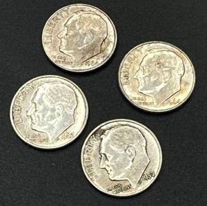 Lot of 4 Roosevelt Silver (90%) Dimes