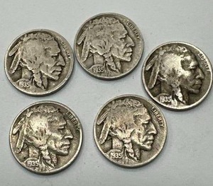 Lot of 5 Buffalo Nickels