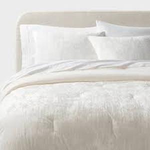 3pc Luxe Distressed Crinkle Velvet Comforter and Sham Set - Threshold-Ivory-King