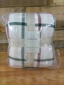 Threshold Chenille and Faux Shearling Holiday Plaid Bed Blanket-Queen