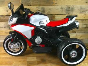 Kids 3 Wheel Red Black Ride On Motorcycle-Horn shorted out-Charge cap had to be Glued on