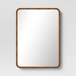 22  Rounded Rectangle Wall Mirror Walnut Brown - Threshold