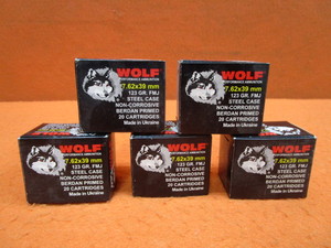(5) Boxes Wolf 7.62x39 mm Bullets