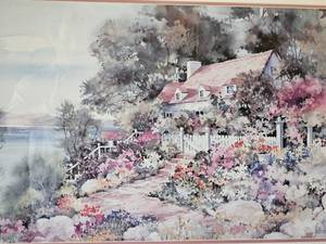 lot 47 image: Spring Country Home Watercolor Print
