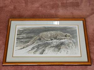 lot 4 image: Robert Bateman Print Reclining Snow Leopard Signed & Numbered