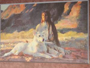 lot 82 image: Woman Who Dreamed of the White Wolf Signed Print from Tom Darro