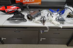 lot 330 image: Assorted Irbis Parts - Crankshaft, Head, Plastic, Carburetor