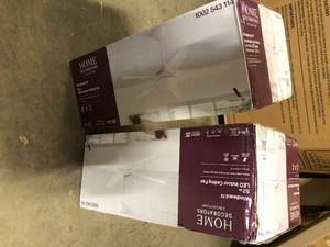 Lot of  2 Home Decorators Collection Windward IV 52 in. Indoor LED Matte White Ceiling Fan with Dimmable Light Kit, Remote Control and Reversible Motor  Customer Returns See Pictures