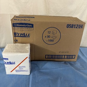 lot 47 image: MSRP $200  1 Case (12 packs, 90 wipes per pack) NEW Kimberly-Clark Professional 05812 L30 12.5 x 12 WypAll Heavy Duty Cleaning Towels Wipers - White number one brand of disposable wipes in the US and Canada I want these&nbsp