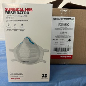 lot 76 image: MSRP $300  1 Case (10 boxes, 20 each) NEW Honeywell DC365 Surgical NIOSH N95 Professional Respirator Surgical Mask - High fluid-resistant respirator designed for comfort across the spectrum of care. USA made No Expiration&nbsp