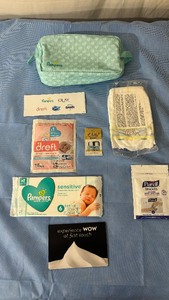 lot 77 image: 1 Case (50 each) NEW Pampers Hospital Kits - Contents in description - NICE These kits have Olay&nbspEyes Ultimate 3-in-1 DeCircler DeWrinkler and DePuffer Eye Cream