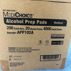 lot 81 image: 2 Cases NEW MediChoice APP104A and APP102A Sterile Alcohol Saturated Prep Pads